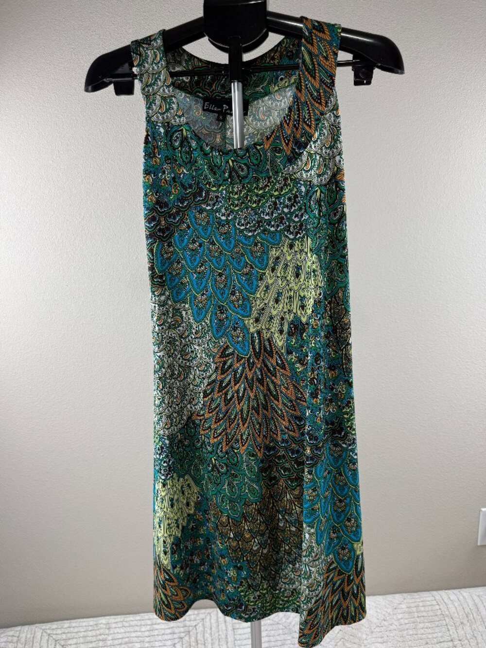 Ellen Parker Paisley Print Sleeveless Shift Dress Small Made in USA NWT